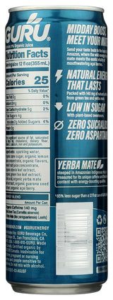 GURU Organic Yerba Mate Energy Drink, 12 FZ