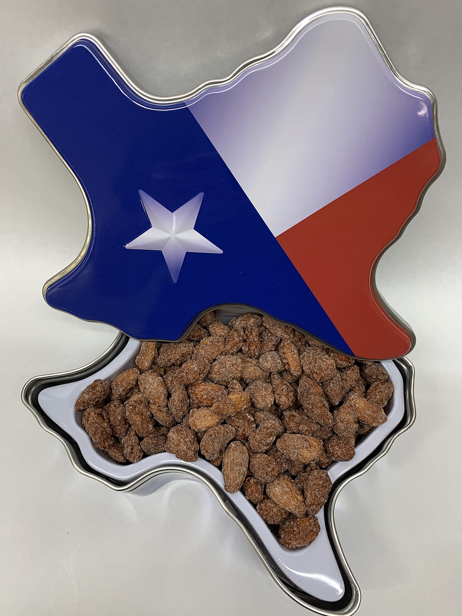 Cinnamon Roasted Almonds in a Texas Shaped Gift Tin