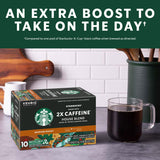 Starbucks K-Cup Coffee Pods, Medium Roast Coffee With 2X Caffeine House Blend For Keurig Coffee Makers, 100% Arabica, 1 Box (10 Pods)