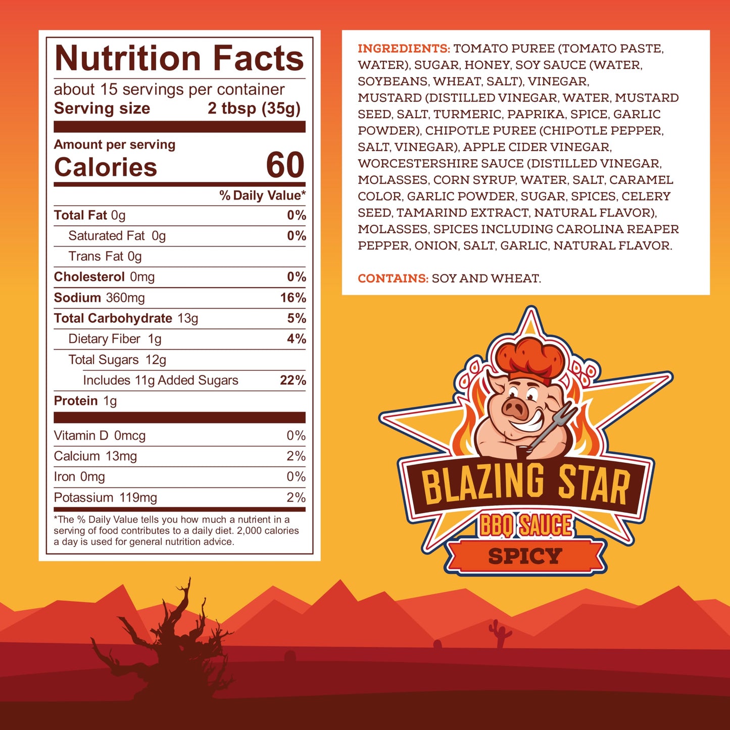 Blazing Star Spicy BBQ Sauce - Sweet, Tangy, and Smoky Barbecue Sauce with Heat - Use as Marinade, Glaze, or Dipping Sauce - Great for Ribs, Chicken