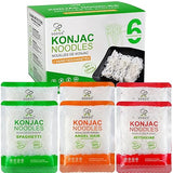 Soeos Konjac Noodles, Shirataki Noodle, 9.5 oz (270g)*6 Packs, Low Calorie, Low Carb, Keto and Paleo Friendly, 3 Variety Noodles, Fettuccine, Angel