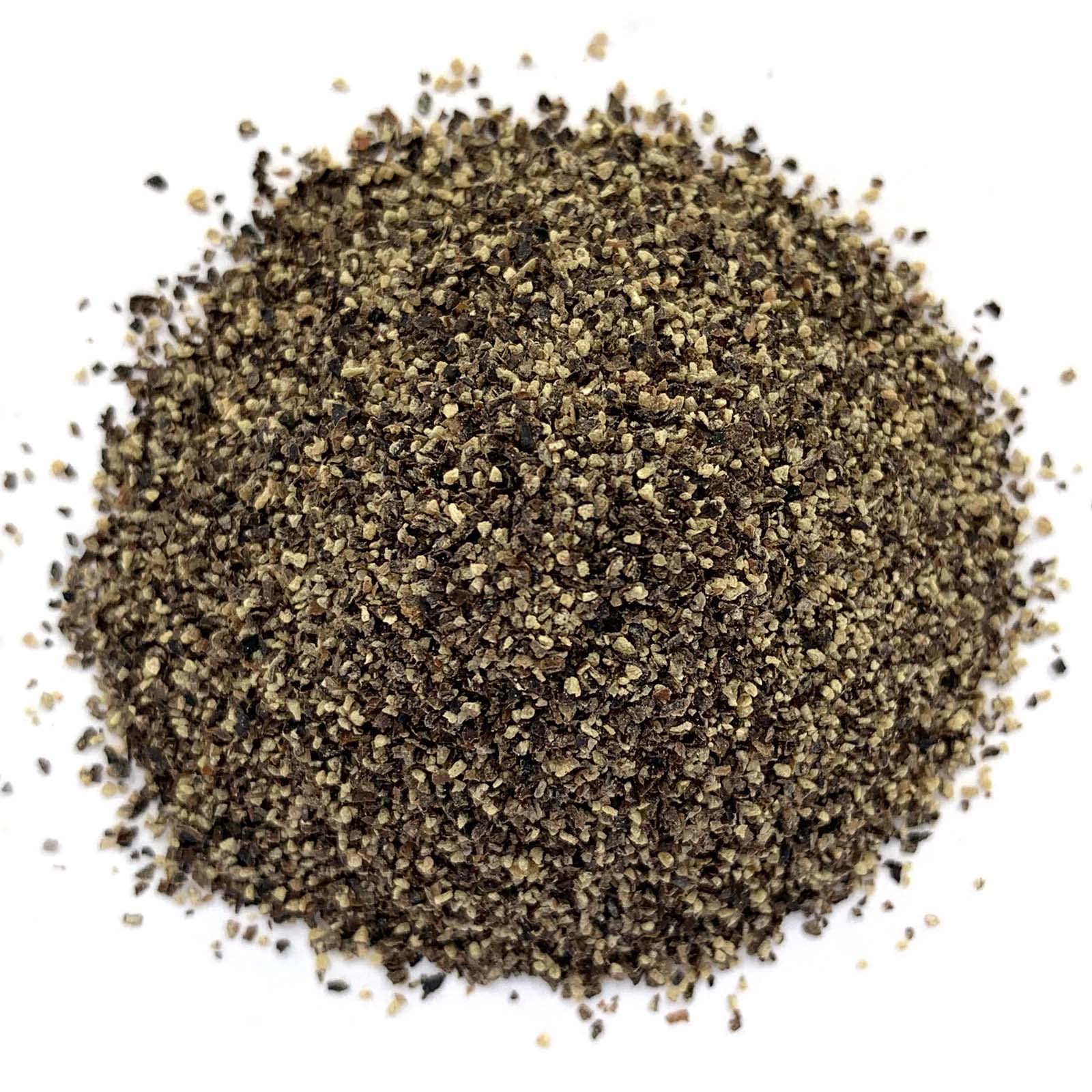Black Peppercorn 16 Mesh, by Herb Co, Piper Nigrum Coarse Ground, From Indonesia, Kosher, Table Grind for Steaks, Rubs, Sauces, Soups & Everyday