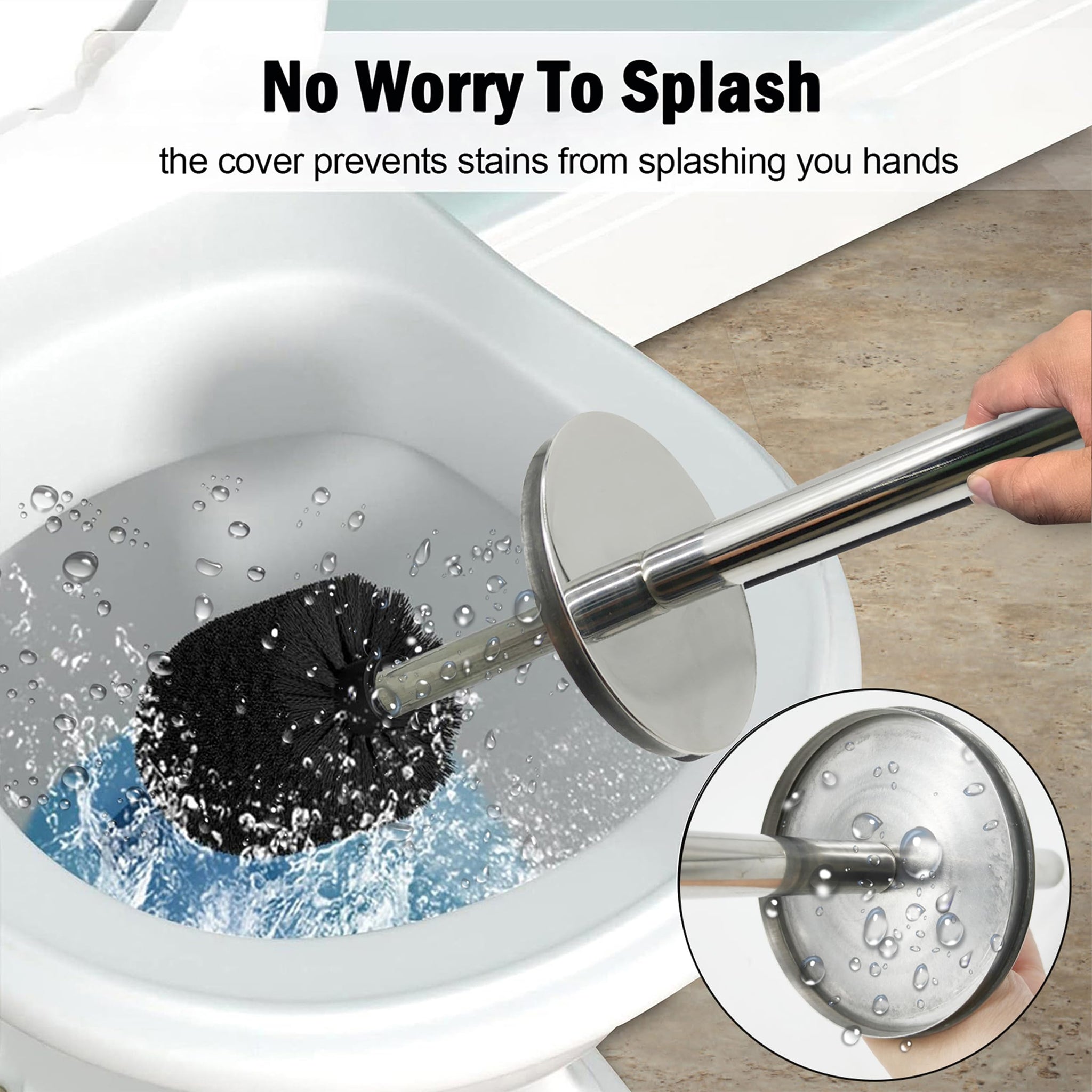Vince Camuto Toilet Bowl Brush with Holder, Durable Bathroom Cleaning Tool, Modern Design for Easy Toilet Maintenance, Bathroom Cleaner Brush