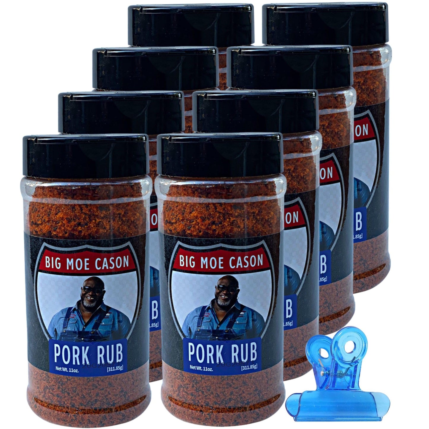 Big Moe Cason Pork BBQ Rub - 8 x 11 oz Shaker Bottles - Bbq Rub and Pork Rub for Ribs and Brisket - Bbq Seasoning and Rib Rub - Brisket Rub