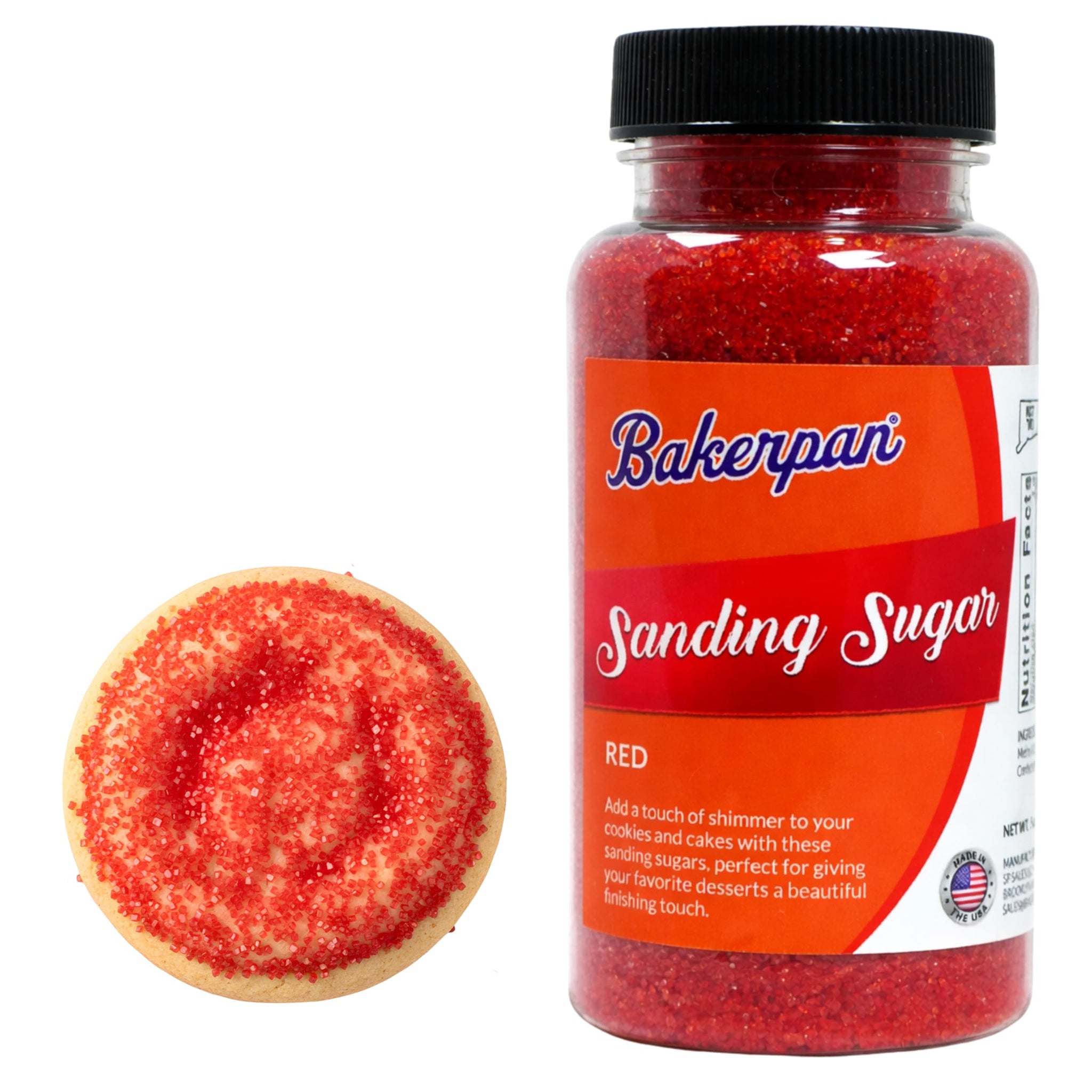 Bakerpan Red Sanding Sugar for Baking & Cookie Decorating - 5 Ounce Edible Red Sugar Sprinkles for Cookies, Cakes, Cocktails & Mother Day Decorations