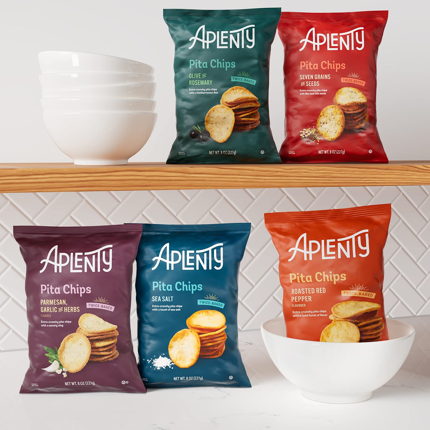 Amazon Brand, Aplenty Parmesan Pita Chips, Garlic And Herbs, 8 Oz