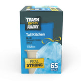 Trash Away Heavy Duty Recycling Drawstring Bags | Tall & Strong Bags for Home & Kitchen - (65 Ct, 13 Gallons) Large Trash Bags Paper,| Thick Recycle