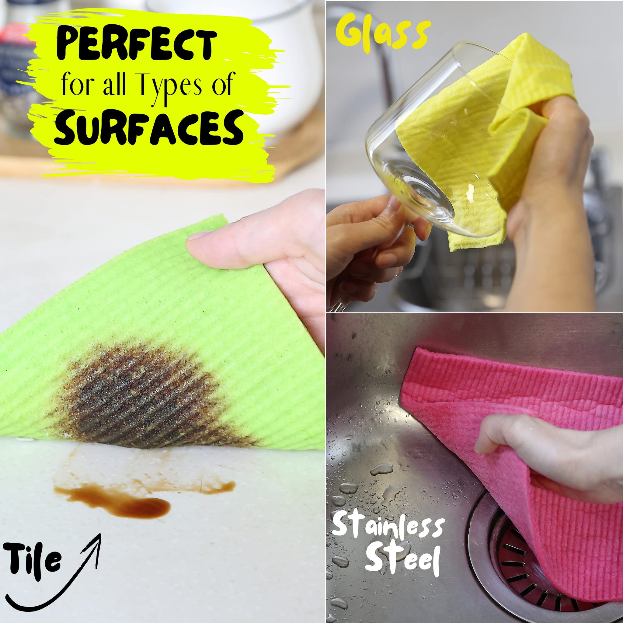 Mr. Pen Dish Cloths, 6 pcs, Reusable Paper Towels, Absorbent Kitchen Towels, Dishcloths for Kitchen, Cellulose and Cotton