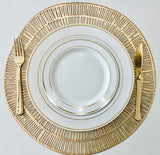 OCCASIONS 360 Pcs set (60 guest) Wedding Disposable Plastic Plate and Silverware Combo 10.5" + 7.5" + Silverware (Double Fork) (White & Gold Rim