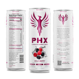 PHX Hydration Energy Drink - 700mg Electrolytes, 200mg Natural Green Tea Caffeine, 100% Daily Value 8 Essential Vitamins - 12 oz Cans (12 Pack) (12