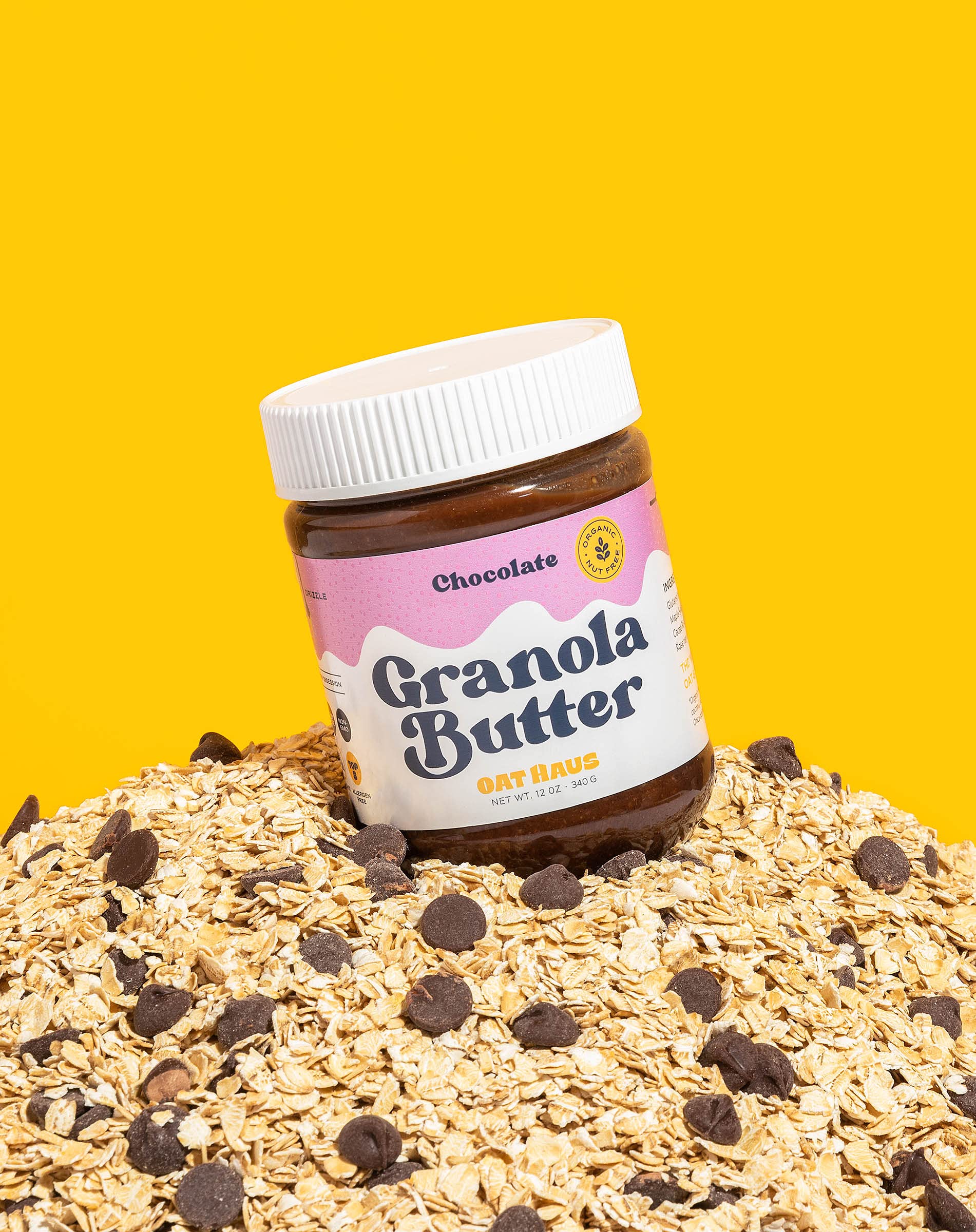 Oat Haus Organic Chocolate Granola Butter | Peanut-free, Almond (Tree-Nut) Free, & School-Safe (Top 8 Allergen Free) | Sunflower Seed & Hazelnut