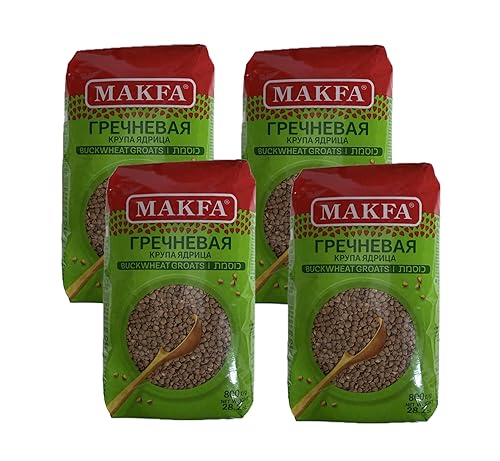 Makfa Buckwheat Groats Premium Quality 800g/28.2oz Kosher Product, Non-Gmo, Grechka Ideal for Weight Loss Diet (Pack of 4)