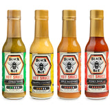 Black Bee The Original 4 Hot Sauce Gift Set (4 Pack) - Citrus Thyme Jalapeño, Pineapple Coconut Habanero, Apple Rosemary & Honey Basil Red Habanero