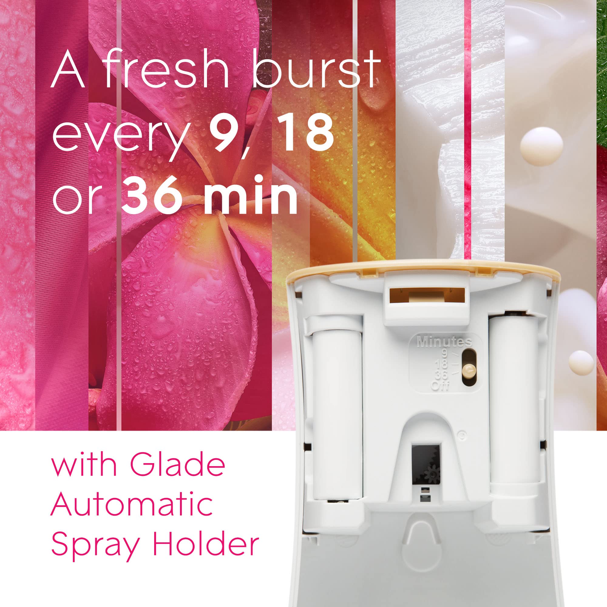 Glade Automatic Spray Refill, Exotic Tropical Blossoms, Scented Air Freshener for Home and Bathroom, 6.2 Oz, 2 Count