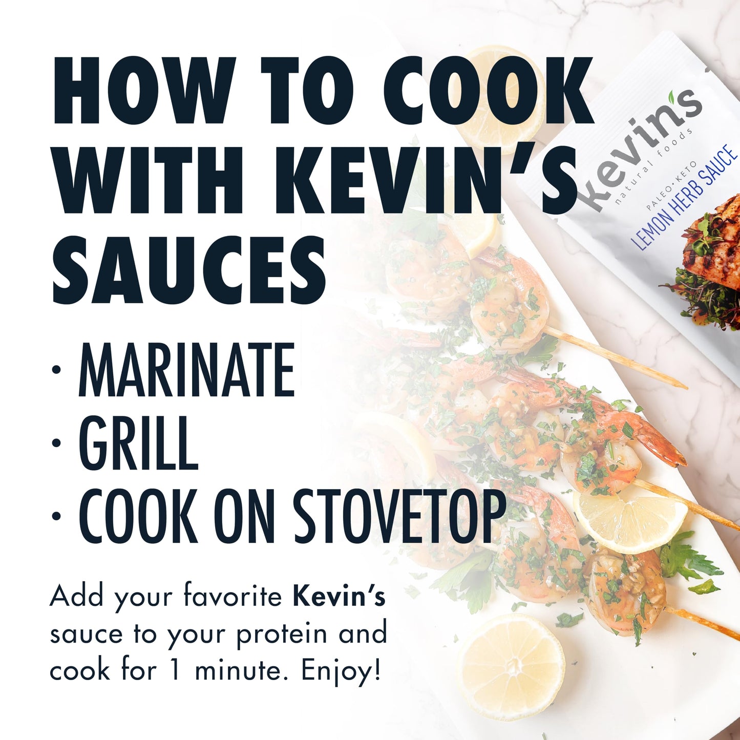 Kevin's Natural Foods Lemon Herb Sauce - Paleo Simmer Stir-Fry Sauce, Gluten Free, No Preservatives, Non-GMO - 3 Pack