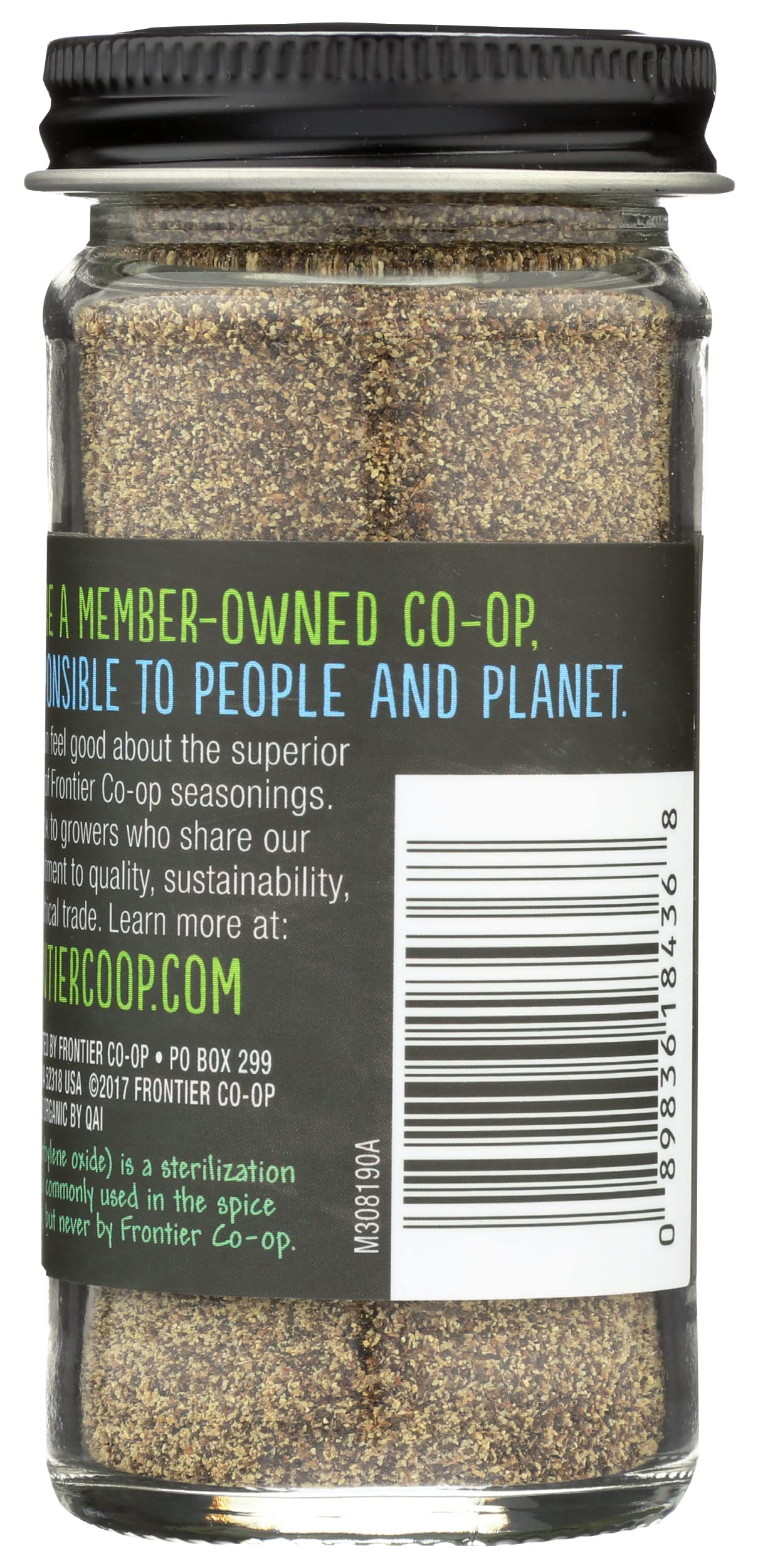 Frontier Co-op Organic Fine Ground Black Pepper, 1.8 Ounce Bottle, Full-bodied Flavor and Aroma, Kosher