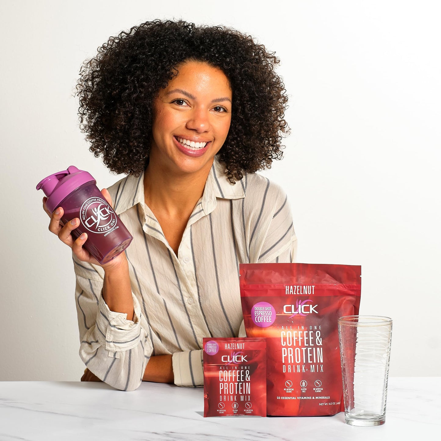 CLICK All-in-One Protein & Coffee Meal Replacement Drink Mix, 10 Single Serving Packets (1.1 Ounce) (Hazelnut)