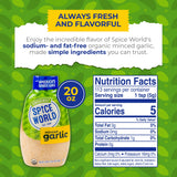 Spice World Squeezable Organic Minced Garlic - Value 20oz Container, USDA Certified Organic Garlic with Non-GMO Ingredients - Ready-to-Use Seasonings