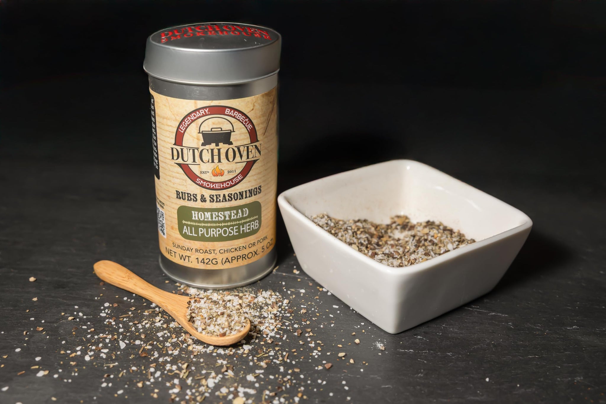 Dutch Oven Homestead Beef & Pork Rub - Rustic Western BBQ Seasoning with Garlic, Onion, Paprika & Herbs - Handcrafted, All-Natural Small-Batch Blend