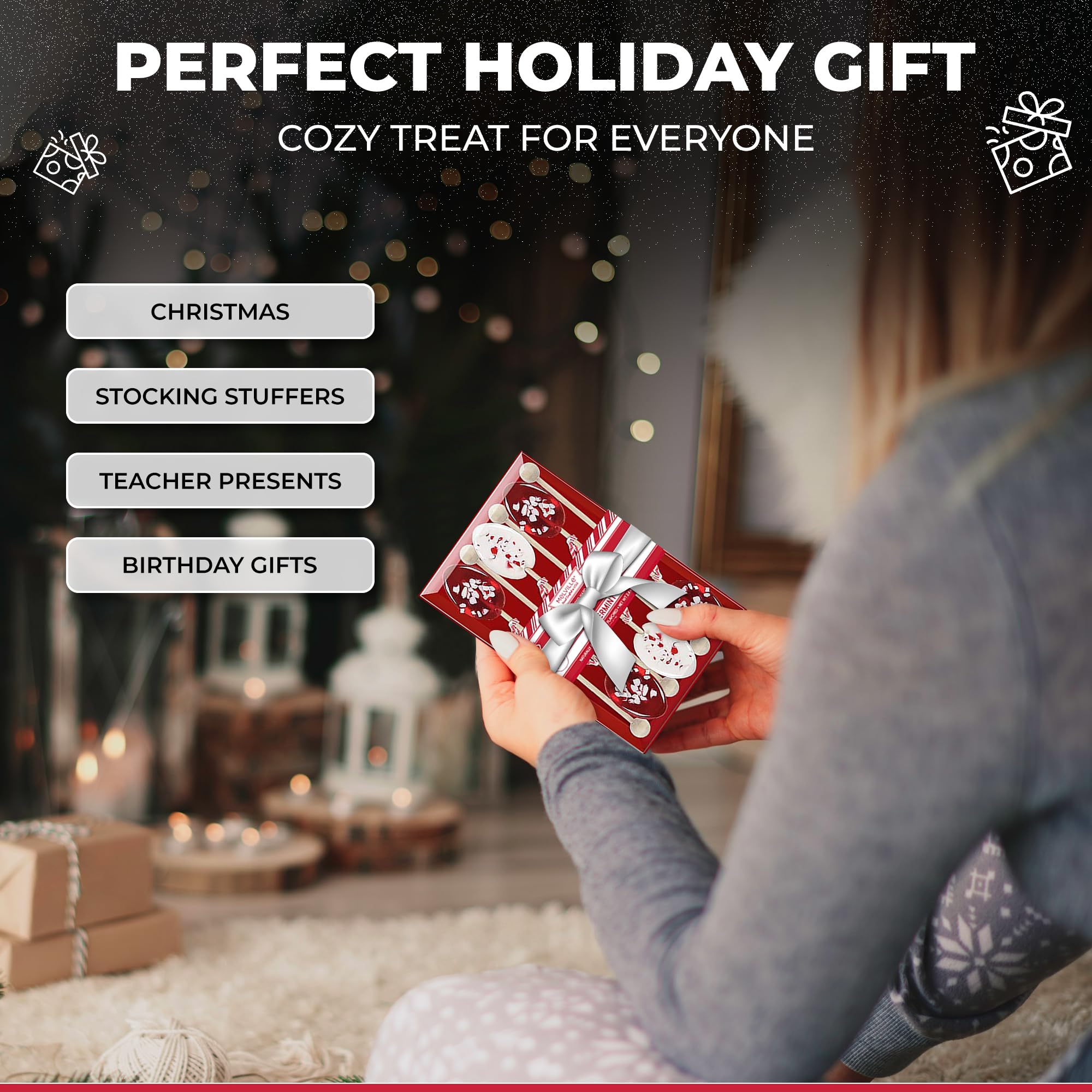 Melville Candy Hot Cocoa/Latte Spoons & Stirrers Gift Set - Made in the USA Stirrers for Hot Cocoa, Lattes, & Coffee - Individually Wrapped (6-Count