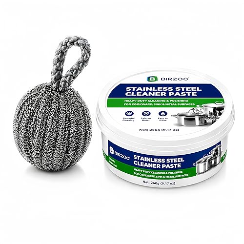 BIRZOO Remove Black Pot Cleaner Paste, Burnt Pot & Pan Bottom Cleaner for Black Residue, Burnt Grease & Stainless Steel Cleaner