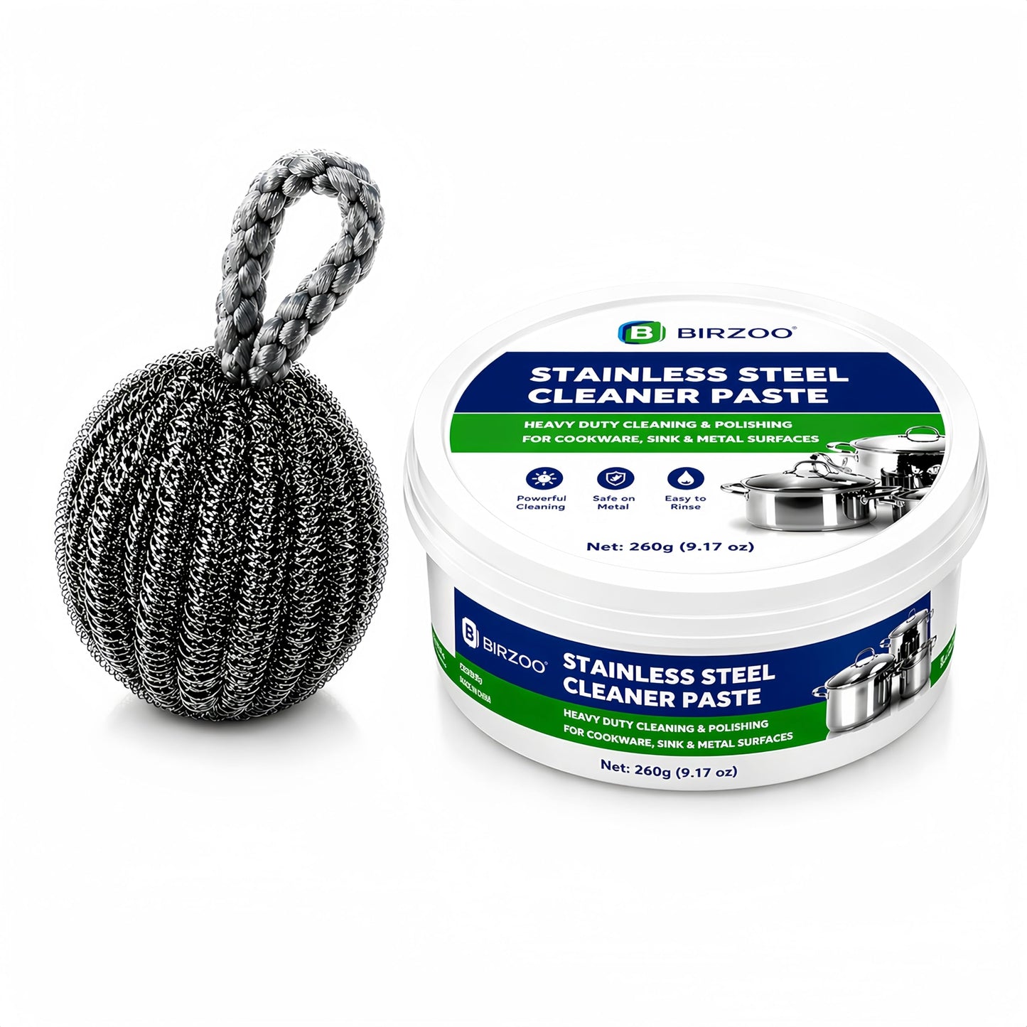 BIRZOO Remove Black Pot Cleaner Paste, Burnt Pot & Pan Bottom Cleaner for Black Residue, Burnt Grease & Stainless Steel Cleaner