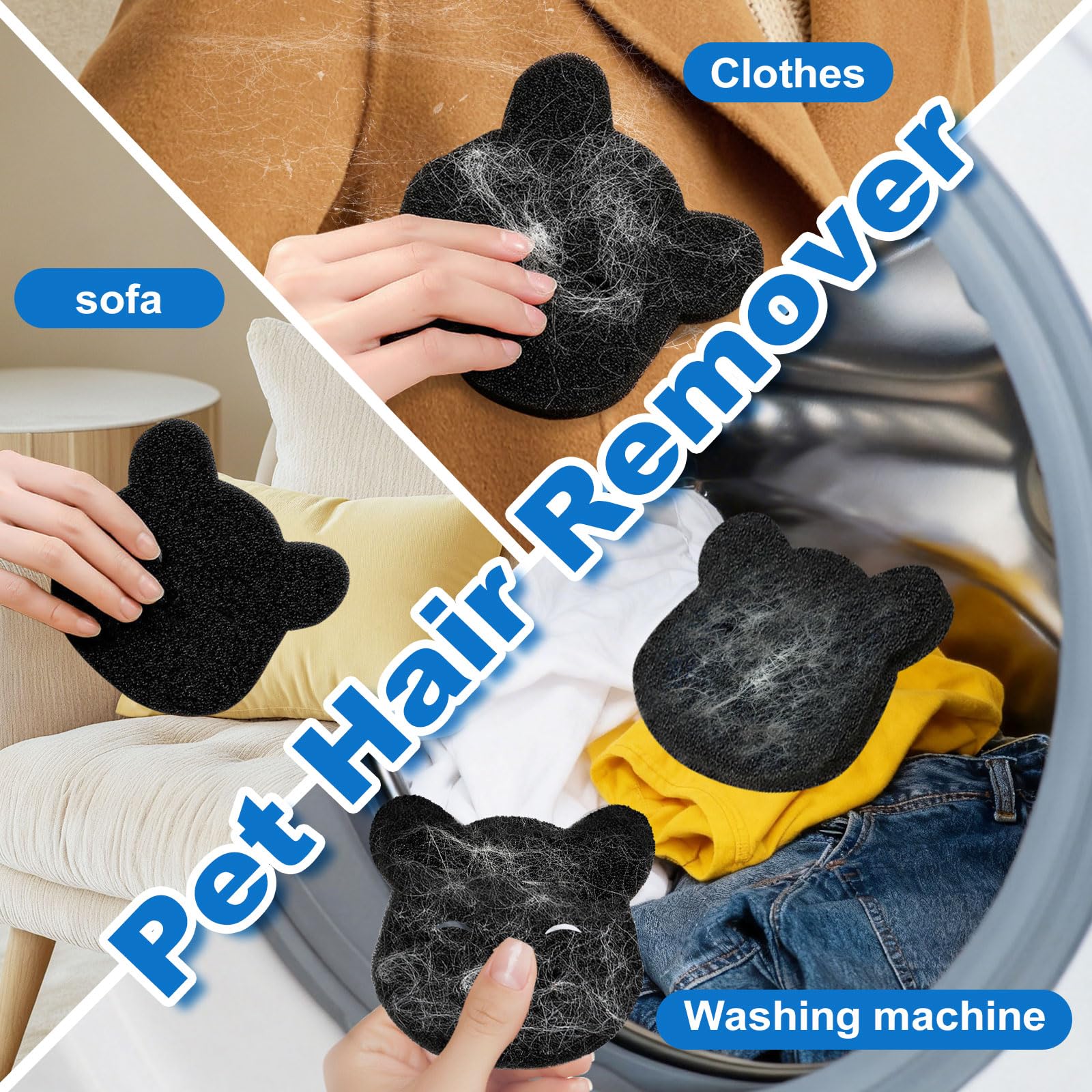 4PCS Laundry Pet Hair Remover, Dog & Cat Pet Hair Catcher for Washing Machine, Fur Remover & Lint Collector, Reusable & Eco-Friendly Pet Hair Removal