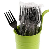 AmerCareRoyal Heavy Weight Individually Wrapped Disposable Polystyrene Plastic Forks for Restaurants and Catering, Black, Pack of 1000