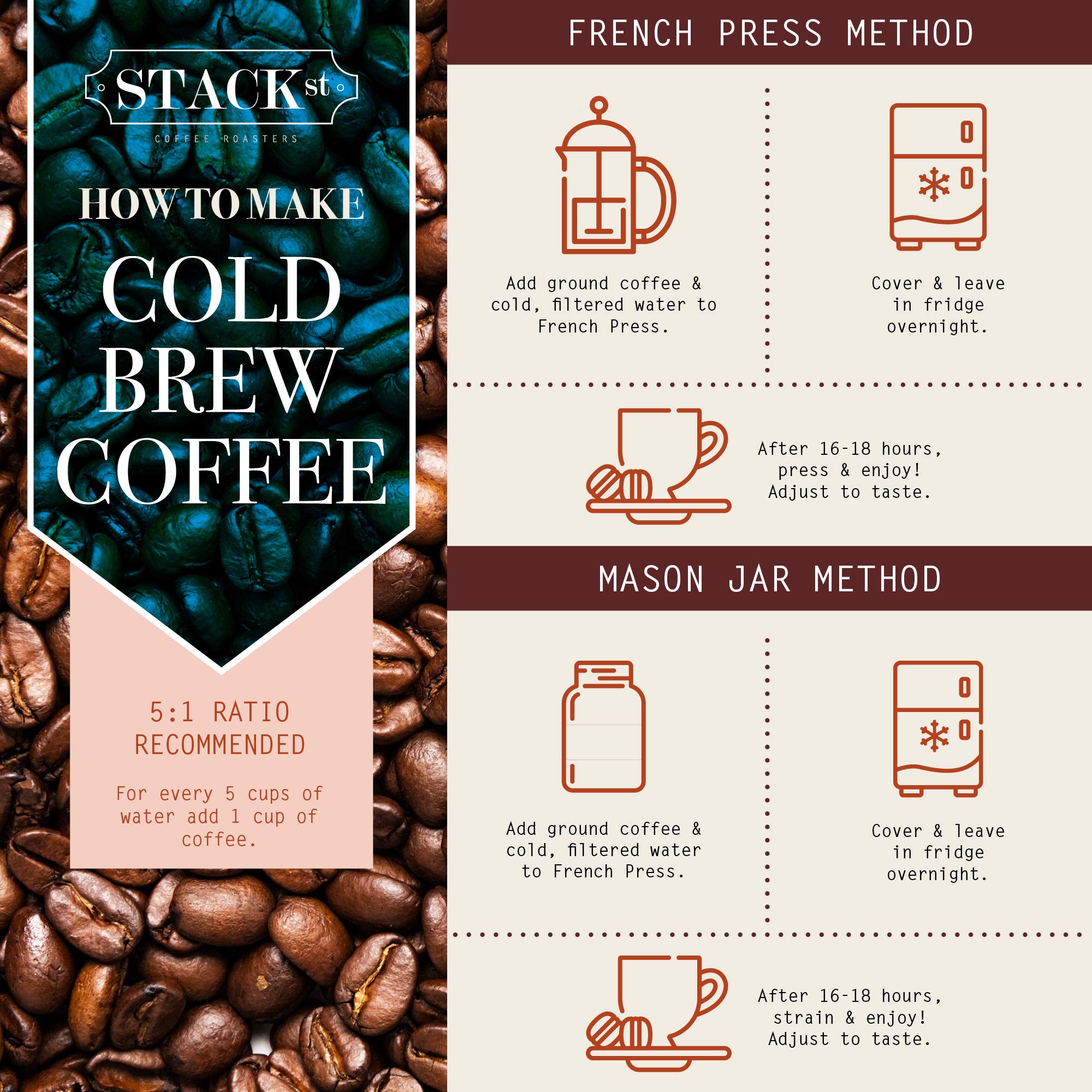 Organic Cold Brew Coffee Coarse Ground 1 LB - Colombian Supremo Reserve Flavor Dark Roast Coarse Grind - 100% Arabica Beans - Handcrafted, Single