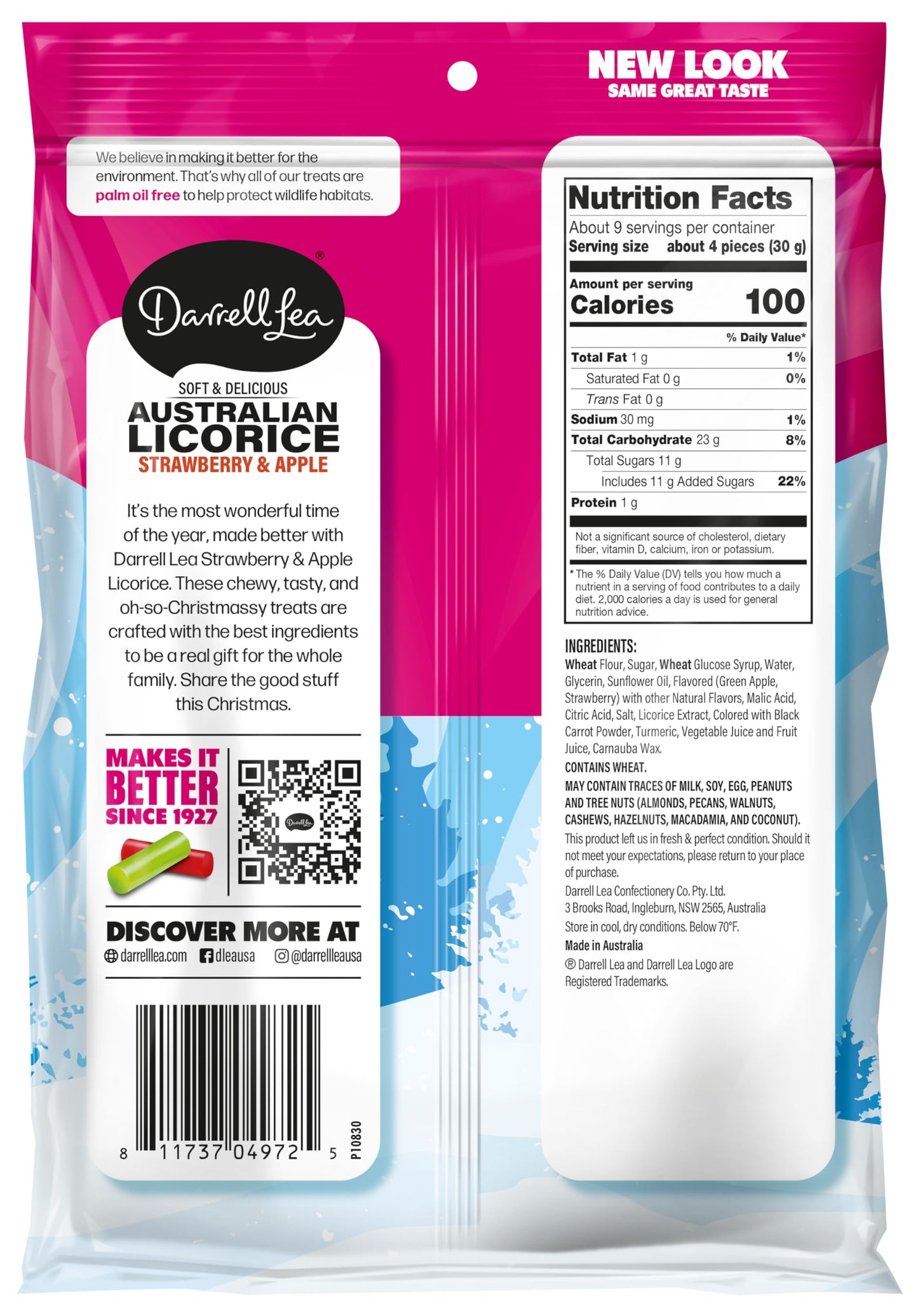 Darrell Lea Holiday Combo Soft Australian Licorice, Strawberry & Apple Flavored, Kosher, Non GMO, 9.7 Ounces (Pack of 1)