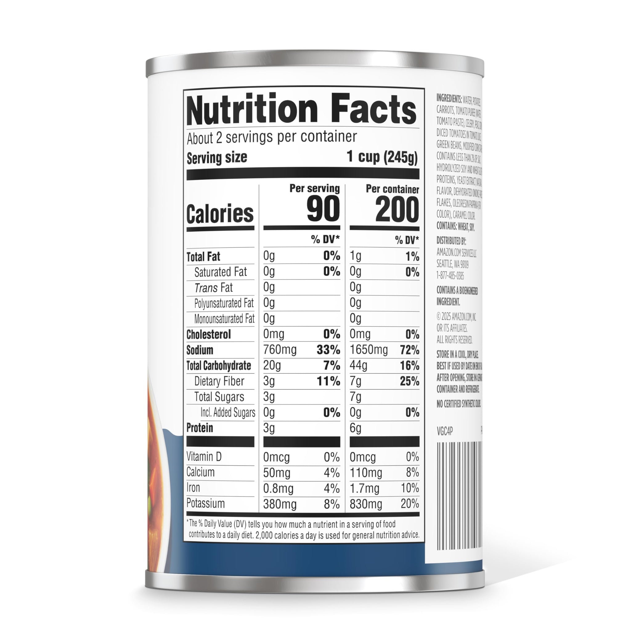 Amazon Grocery, Hearty Vegetarian Vegetable Soup, 18.8 Oz