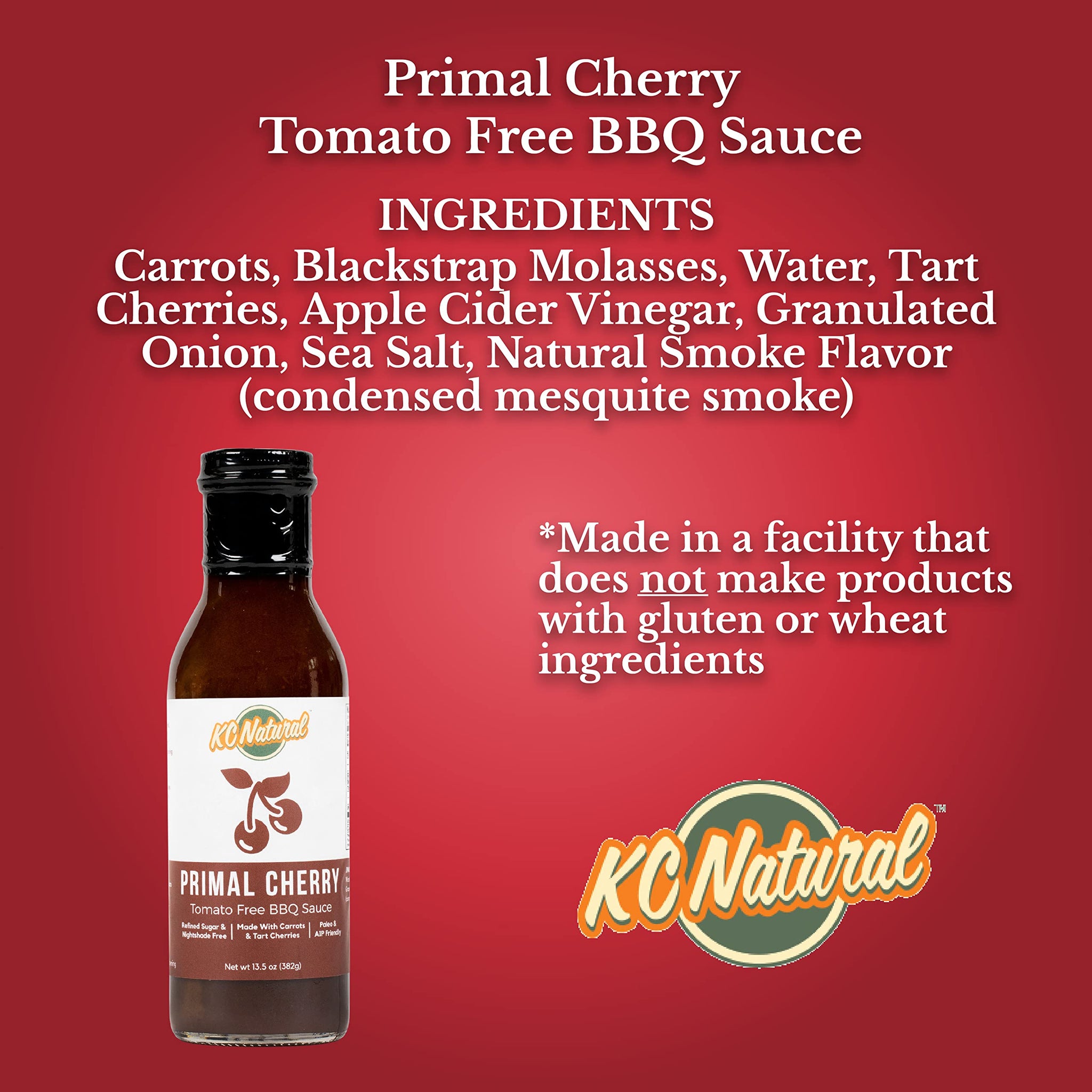 KC Natural - Paleo AIP Barbecue Sauce, Primal Cherry, 14 oz (1 pack)