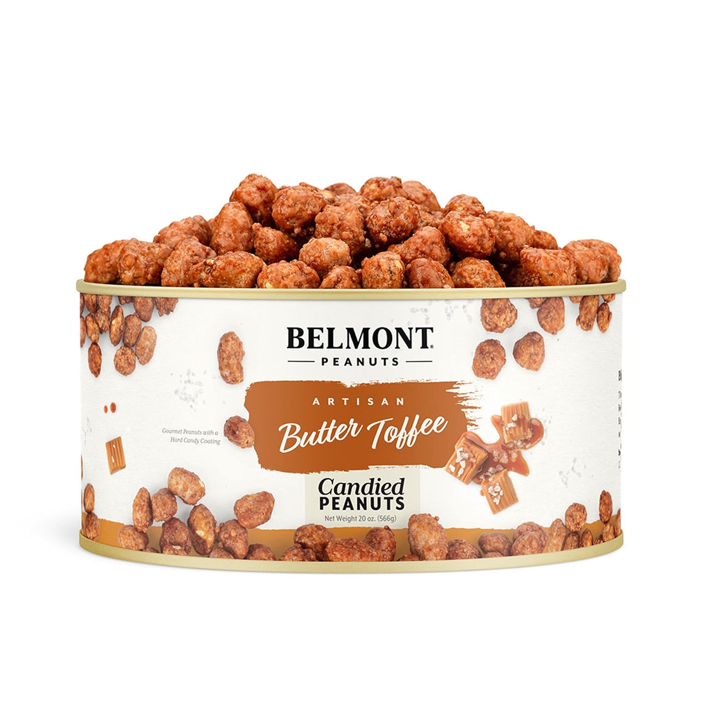 Belmont Peanuts Gourmet Butter Toffee Candied Peanuts, 20 oz (1 Pack) - Only 4 Ingredients, No Preservatives, 3g Protein - A Premium, Sweet, Buttery