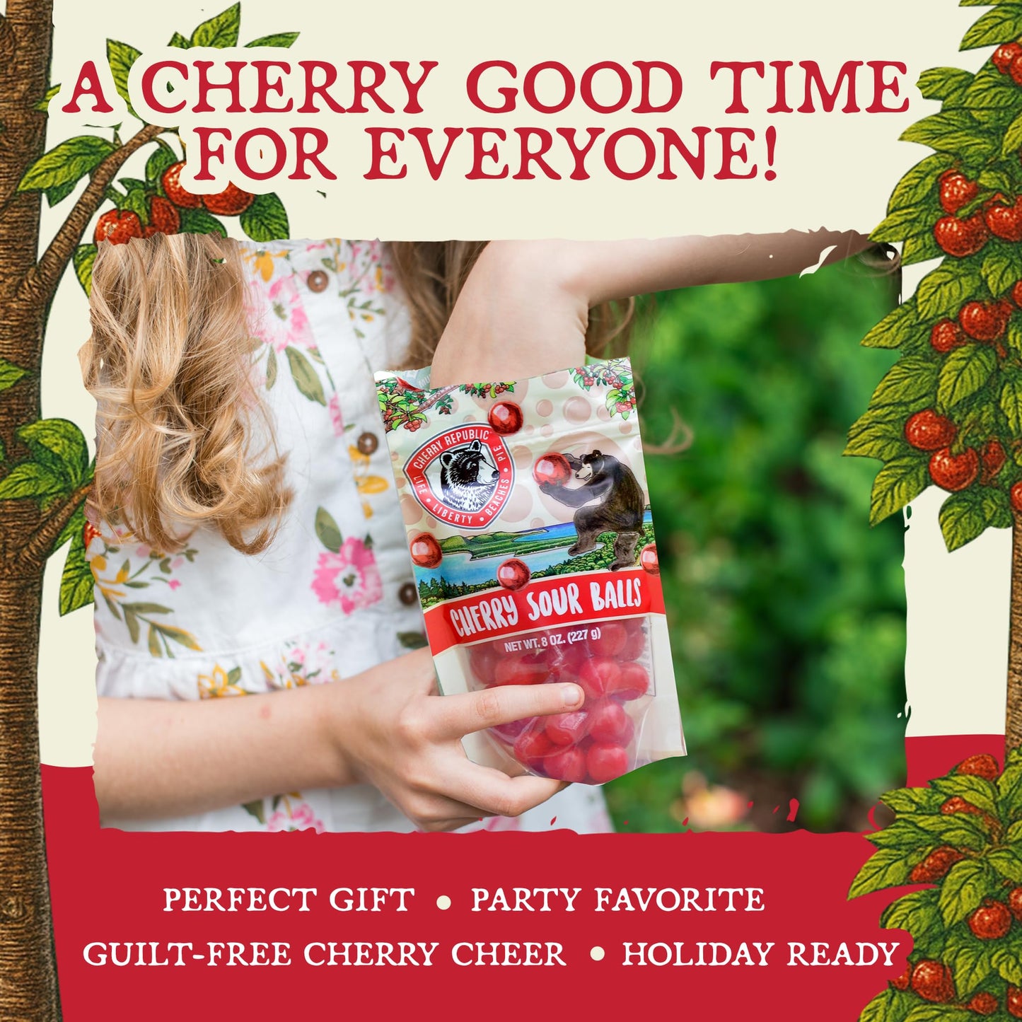 Cherry Republic Sour Balls, 8 oz - Sour Cherry Candy Balls, Sweet & Tart Flavor, Chewy Red Candy with Nostalgic Appeal, Gluten-Free, Perfect