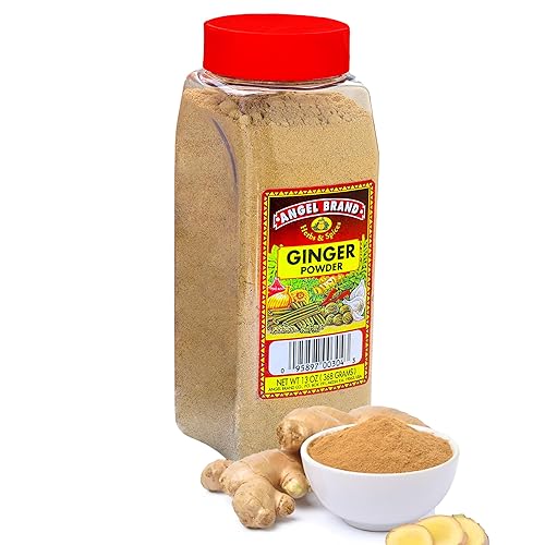 Angel Brand Ginger Powder 13 oz Bottle - Premium Ground Ginger Root Powder for Baking, Cooking, Smoothies, and Spice Blends.
