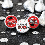 DISTINCTIVS Class of 2026 Graduation Candy Stickers for Chocolate Drops, Red Grad Party Favors - 216 Count