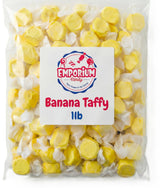 Banana Salt Water Taffy, Soft Chewy Candy, Classic Banana Flavor, 1 lb of Individually Wrapped Bulk, Old Fashioned Boardwalk Treat