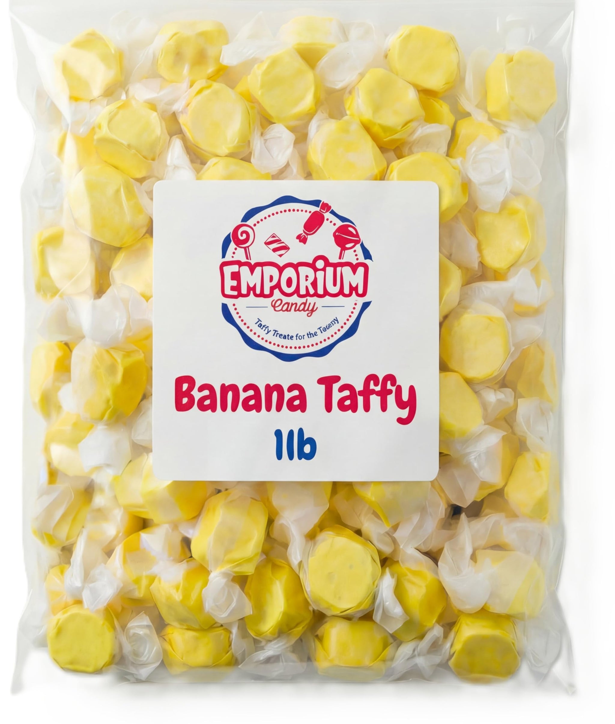 Banana Salt Water Taffy, Soft Chewy Candy, Classic Banana Flavor, 1 lb of Individually Wrapped Bulk, Old Fashioned Boardwalk Treat