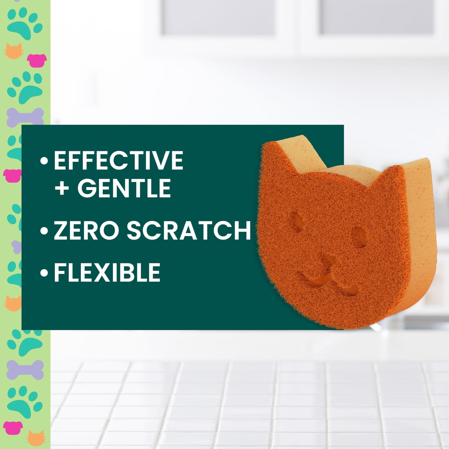 Scotch-Brite Purrfectly Clean Non-Scratch Scrub Sponge, Two- Sided, Limited Edition, 1 Sponge