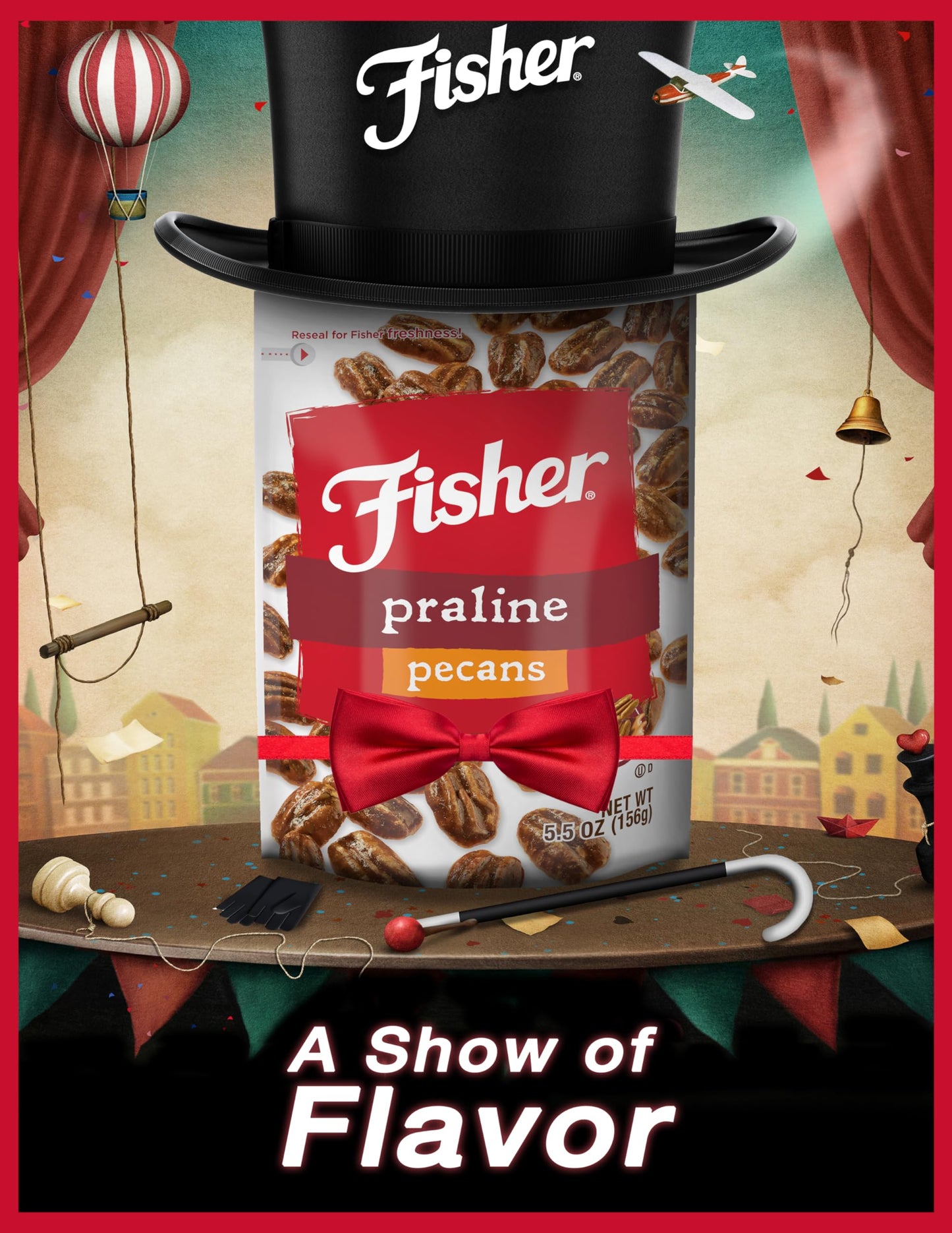Fisher Snack Praline Pecans, 5.5 oz (Pack of 1), Resealable Pouch, Mammoth Candied Pecans, Perfect for Gifting or Personal Enjoyment, Crunchy