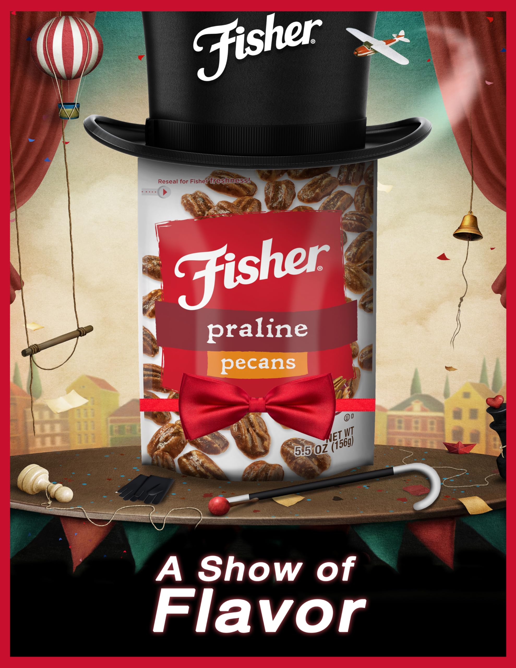 Fisher Snack Praline Pecans, 5.5 oz (Pack of 1), Resealable Pouch, Mammoth Candied Pecans, Perfect for Gifting or Personal Enjoyment, Crunchy