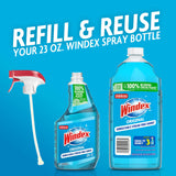 Windex Refill Glass and Window Cleaner Bottle, Bottle Made from 100% Recycled Plastic, Surface Cleaning Spray, Original Blue Scent, 2L (67.6 Fl Oz)
