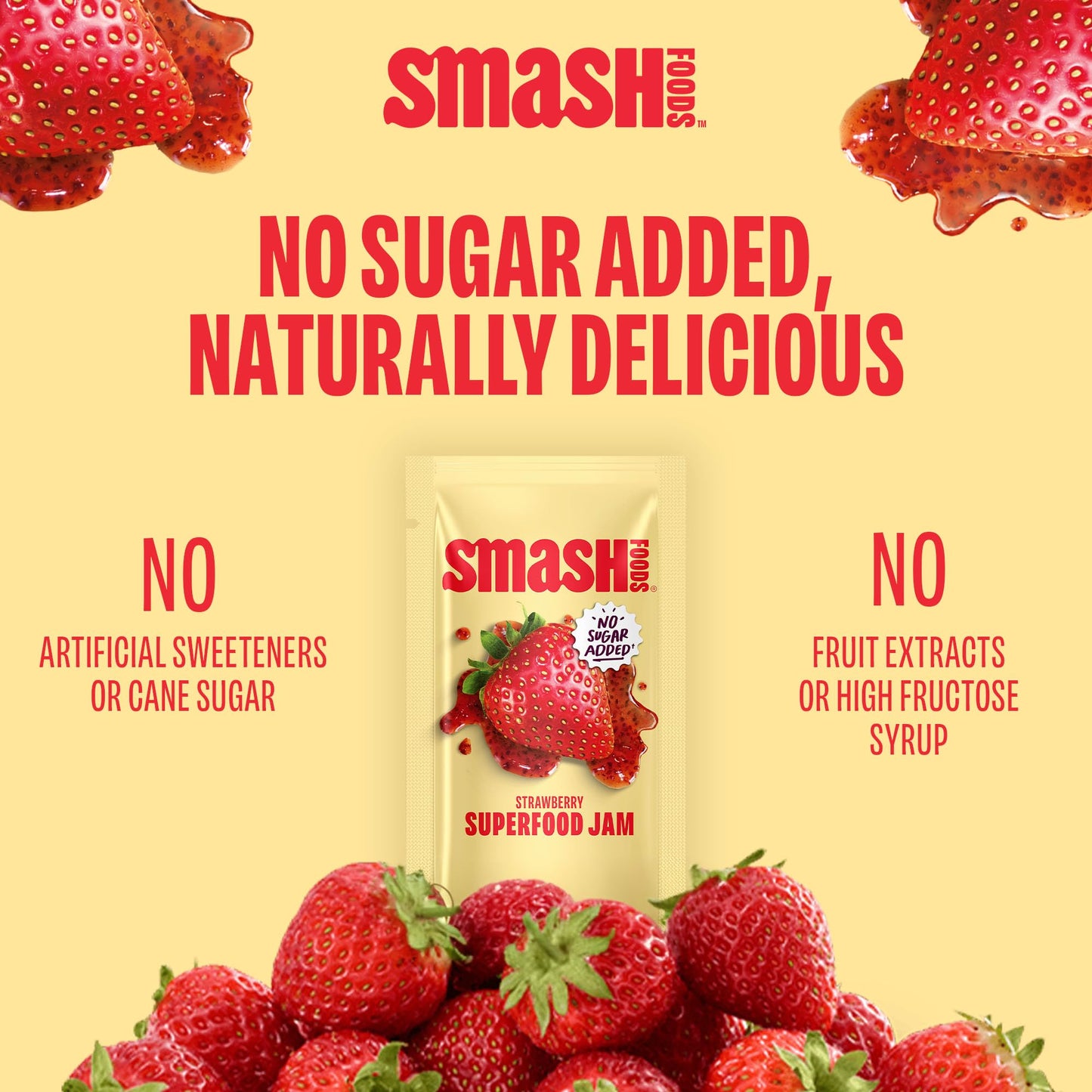 Smash Foods Strawberry Superfood Jam Sgl, 1.15 OZ