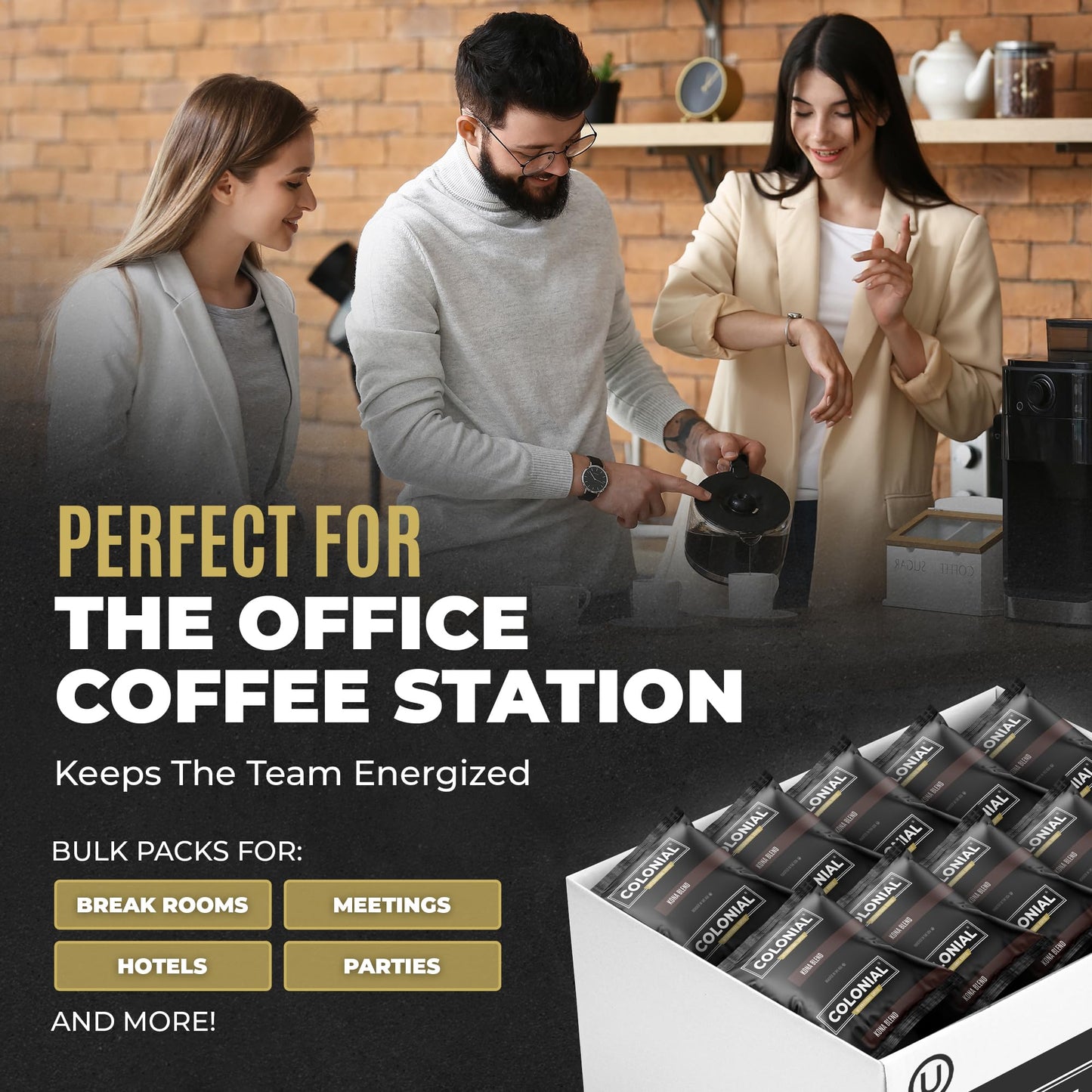 Colonial Coffee 32 Count Single Pot Coffee Packets - 100% Arabica High Caffeine Medium-Dark Roast | Pre-Measured Frac Packs for 12 Cup Maker | Bulk
