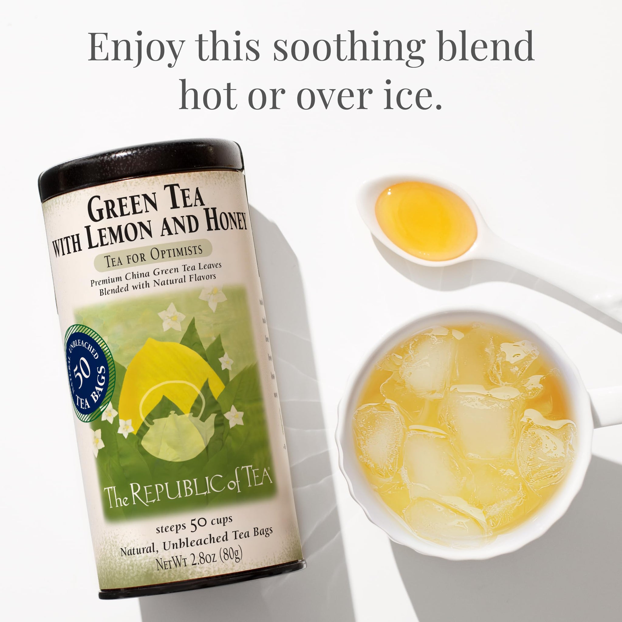 The Republic of Tea - Green Tea with Lemon and Honey Tea Bags, Low Caffeine, 50 Servings