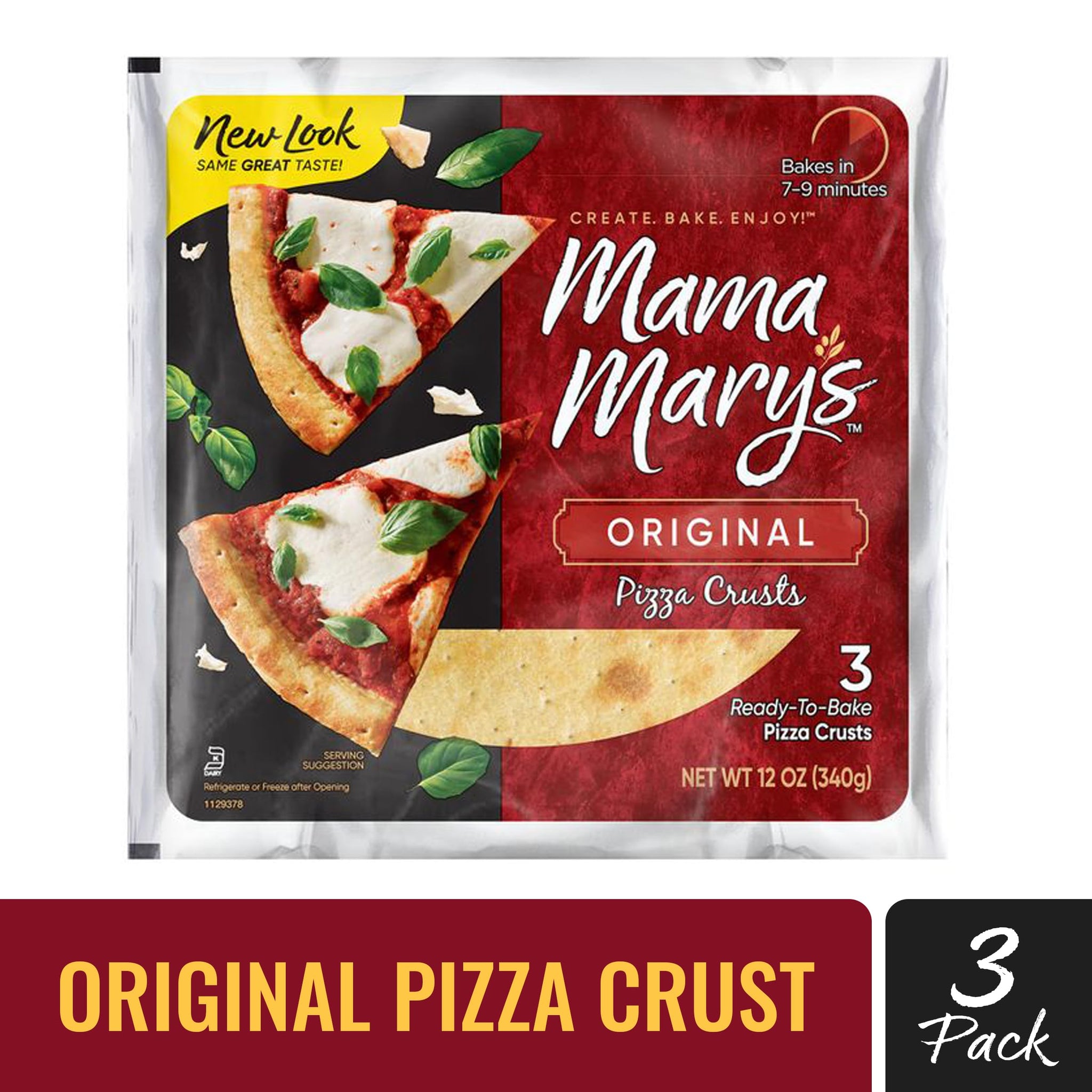 Mama Mary's 7" Original Ready to Bake Pizza Crusts, 3 Count