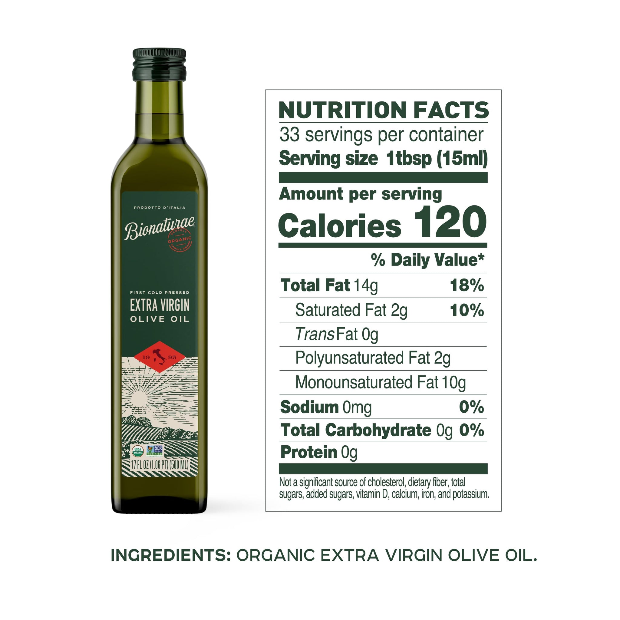 Bionaturae Extra Virgin Olive Oil - Organic Olive Oil, Non-GMO, USDA Certified Organic, Recyclable Glass, 100% Authentic Italian Olive Oil, Made in