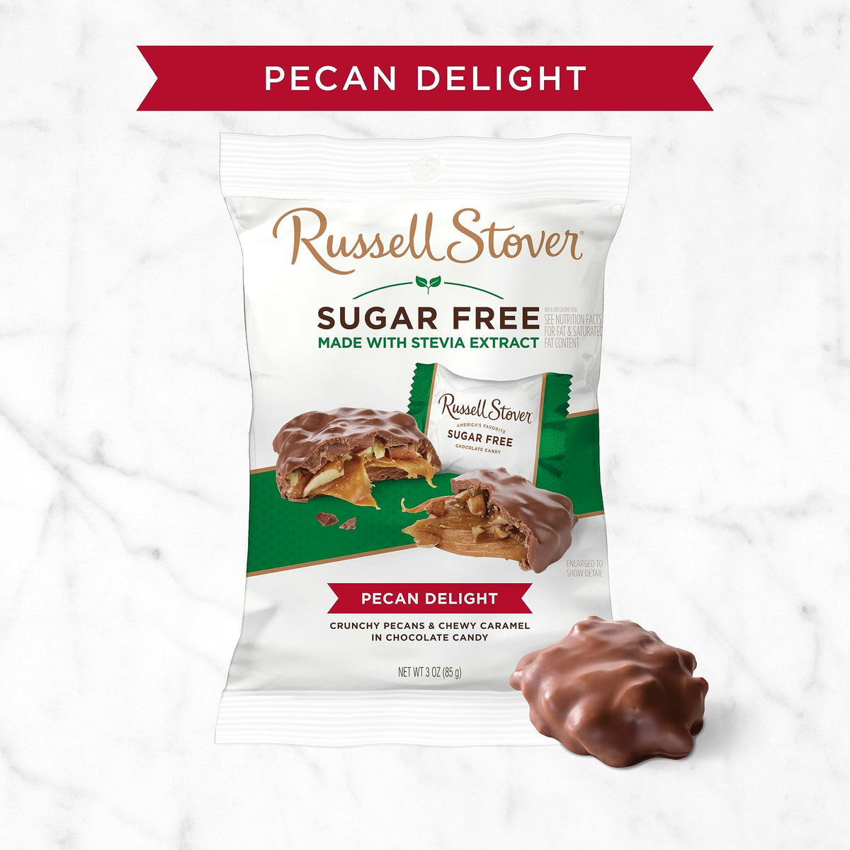 Russell Stover Sugar-Free, Pecan Delight, 3 Oz Peg Bag (Pack of 12)