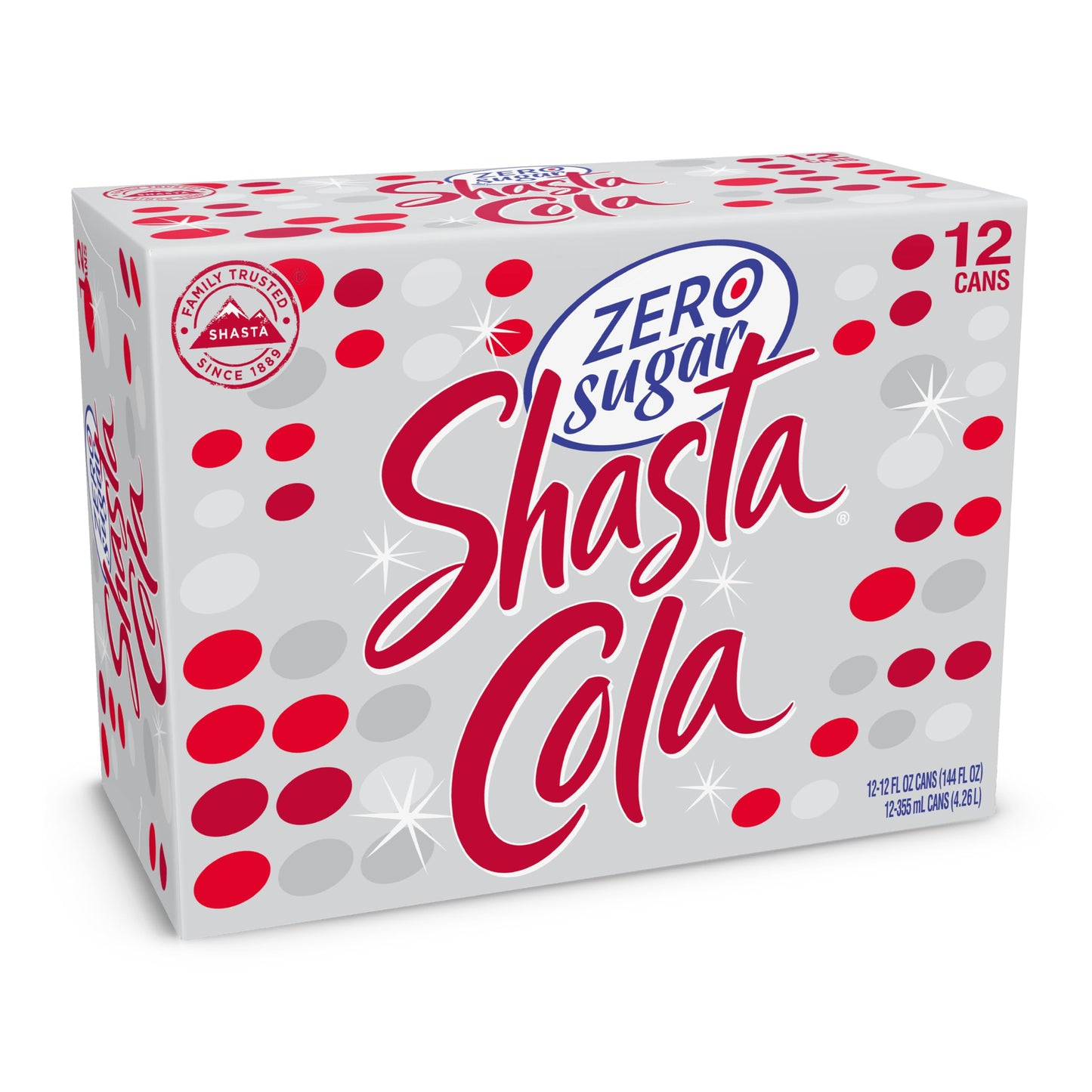 Shasta Zero Sugar Cola | 12-Pack of 12oz Cans | Bold Cola Taste | Sugar-Free | Zero Calories | Caffeinated
