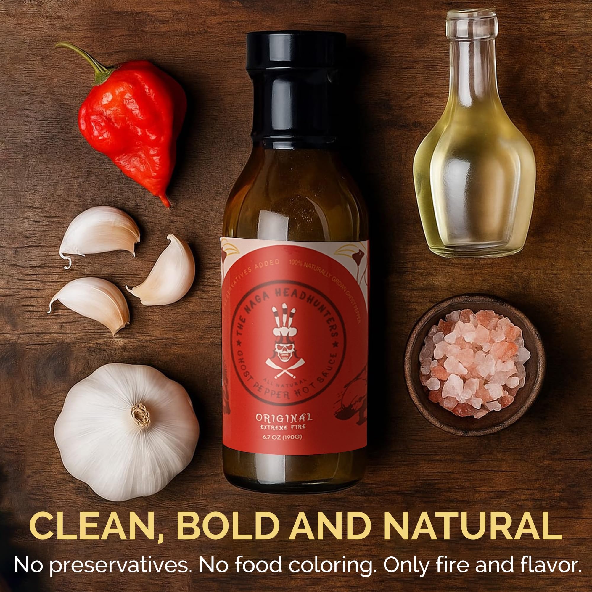 The Naga 100% Ghost Pepper Hot Sauce | Made with Ghost Peppers Sourced from Northeast India | No Preservatives or Chemicals | Use on Wings, Pizza